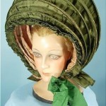 Green Silk Calash Bonnet - 18th c headwear - costume research - Made to measure costumes