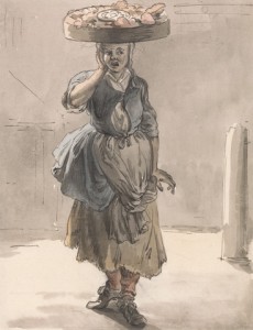 Paul Sandby - Eighteenth Century Costume - Plebian costume - Women's Georgian Costume - street Sellers and what they wore - history of Aprons - Cries of London - 1700's dress - history of English costume