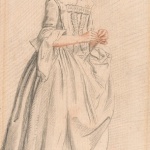 Lady Maynard by Paul Sandby - c.1757, ladies costume from the 18th century, Undress for wealthy women in the mid 1700s, example of a lady in stays, HandBound made to measure Historical costume, hand made Historical and period clothing, re-enactment costume, theatre and film costumiers, custom made corsets, HandBound Corset and costume research, After Rebellion in Edinburgh series of Sketches by Paul Sandby, Royal Collection of Art, Yale collection, Historical costume research, Goergian dress and fashionable shapes