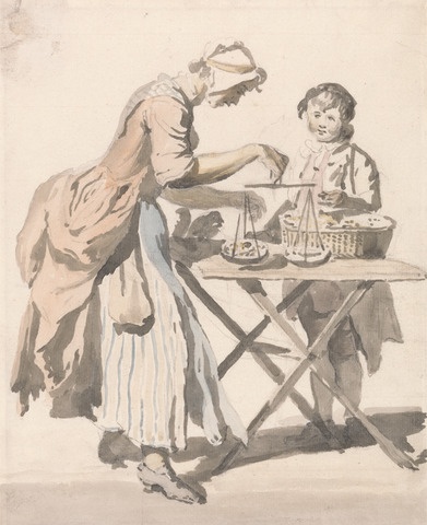 Black hearted Cherry Seller - cries of London by Paul Sandby, Paul Sandby Cries of London - 1759, Sketches of working women, what working women wore, Practical garments, georgian undergarments, Pocket - english c.1745 - V&A based replica costume - HandBound Bespoke Historical Costumes, embroidered Pockets - english- mid 1700's - HandBound Costumes, Undergarments of the 18th century, what georgians wore under their dresses, the history of women's pockets, replica costume and clothing made to measure and based on original garmetns in museums, practical clothing of the 18th century, reproduction costumes for re-enactments and theatre productions, accurate reproduced historical costumes,