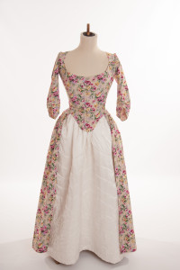 Gallery of English Costume, 1770s - 80s style of dresses, Janet Arnold costumes, replica historical costumes by HandBound, polonaise dresses from the 18thc, where can I get a period dress made up, replica costume maker , corsetier specialising in 18thc stays, HandBound Historical Costumes