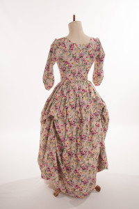 Gallery of English Costume, 1770s - 80s style of dresses, Janet Arnold costumes, replica historical costumes by HandBound, polonaise dresses from the 18thc, where can I get a period dress made up, replica costume maker , corsetier specialising in 18thc stays, HandBound Historical Costumes