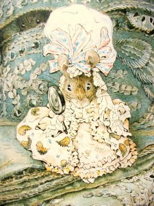 beatrix potter tailor of gloucester mouse in v&A dress, 18th c hand made costume research, costume based on museum replicas