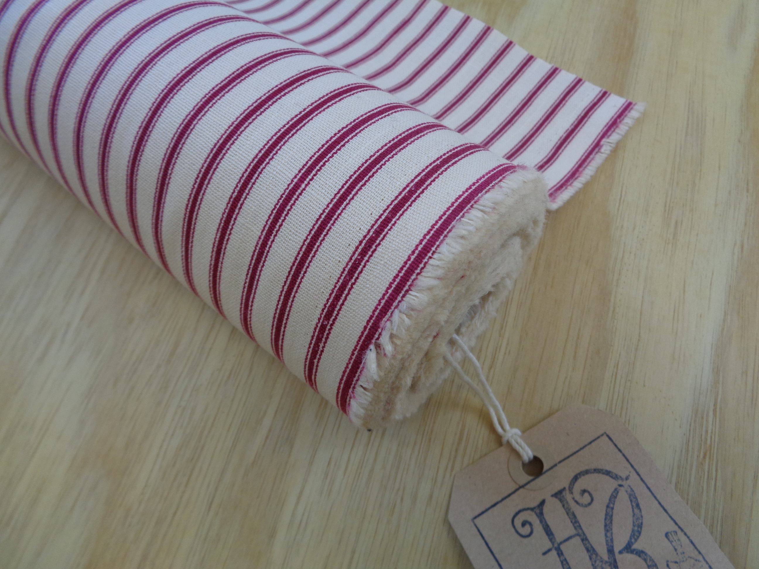 striped red slubbt cotton, butchers striped cottons, fabrics for period costumes and replica clothing,