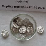replica period buttons for sale, georgian cut metal buttons, replica period costumer maker and supplies