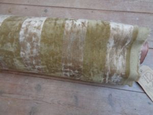 cotton velvets for sale , historical fabrics for reeanctment living history and theatre materials, gold and beige stripe velvets, online fabric shop,