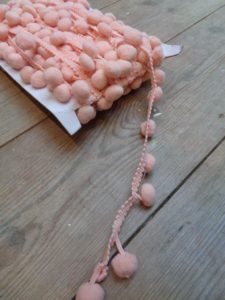 pom pom trims - in different colours, pink bobble braid by the MTR, pom pom shabby chich trim for sale - handbound haby,