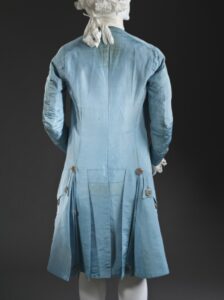 bakc view of a c.1765 blue silk suit - lacma collections