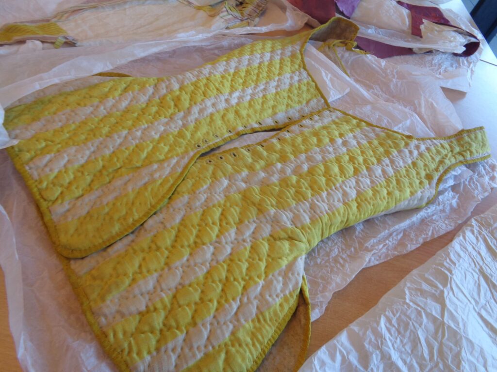 yellow striped 18th century fashion