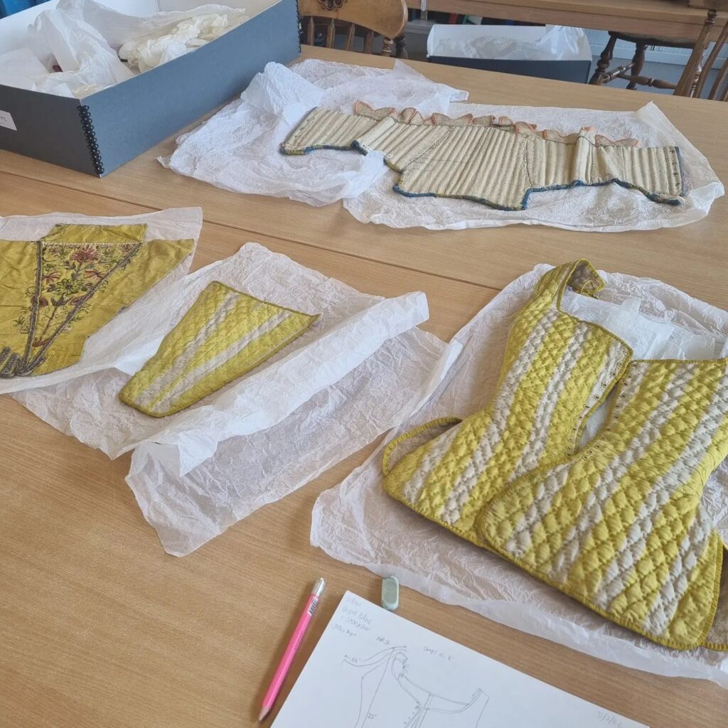 Ludlow Collections centre quilted yellow 18th C bodice